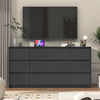 9 Drawer Dresser for Bedroom with Charging Station, 63" Modern Large Wood Chest of Drawers Handle Free, Black/White