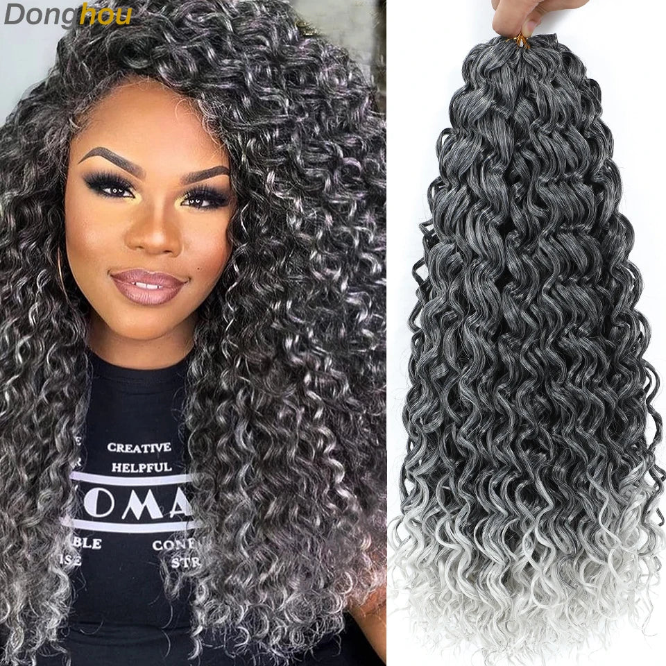 Beach Curl Crochet Hair Gogo Curl Crochet Hair 18 Inch Ombre Brown Blonde Bug Ginger T30 Synthetic Deep Wave Twist Crochet Braid