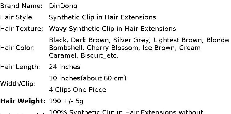 DinDong Clips In Hair Extensions 32Inch Synthetic Wavy 210G Premium Heat Resistant Hair 613# Blonde Brown 19 Colors Available