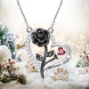 Romantic Heart Shaped Rose Pendant Necklace Red and White Rhinestone Women's Necklace Exquisite Jewelry Valentine's Day Gifts