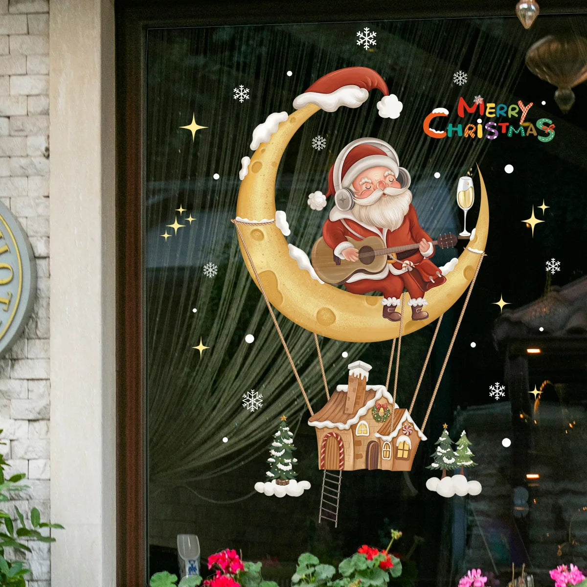 Santa Snowman Christmas Window Stickers Wall Decals New Year 2025 Christmas Home Decor Merry Christmas Xmas Decorations Gifts