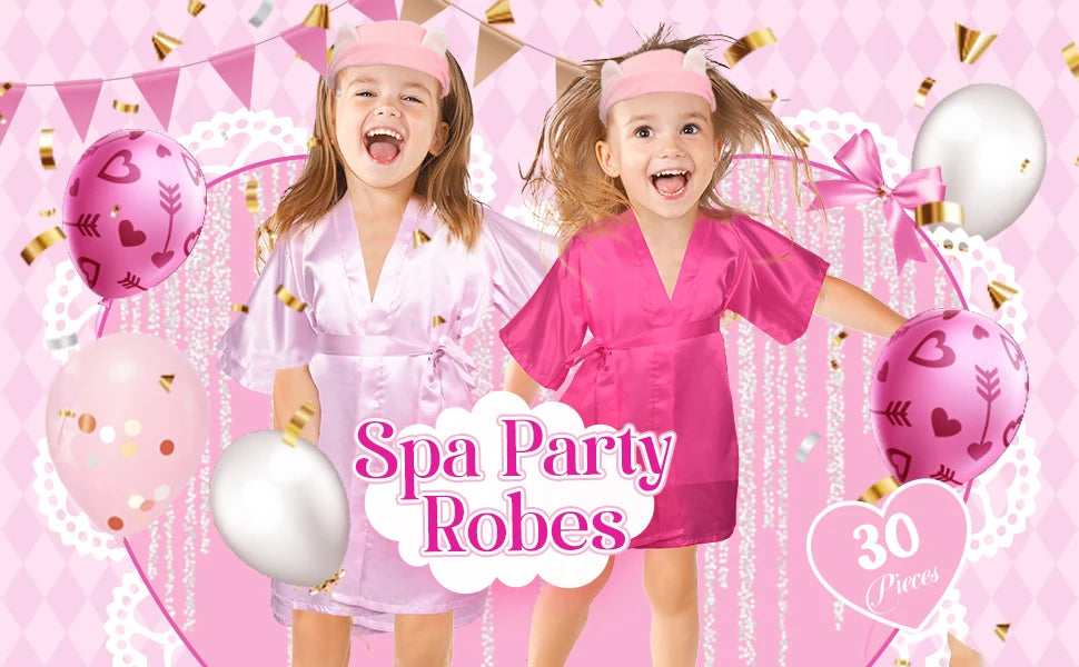 10/12/15/18 Sets Spa Party Favors Robe for Girls Kids Birthday Kimono Robe Satin Robe for Slumber Party DIY Birthday Squad Robes