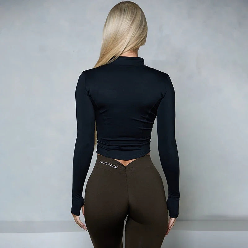 Women BUM New Sculpting Jacket Running Elasticity Yoga Jacket Slim Top Coat Women's Sports Jacket Gym Long Sleeves Women Zipper