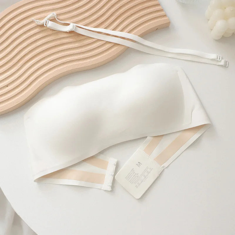 4PCS Women Strapless Bra Seamless Tube Tops Breathable Wireless Wedding Brassiere Push Up Bras Sexy Female Lingerie Invisible