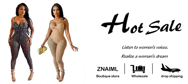 Znaiml Luxury Birthday Night Club Party One Piece Rompers and Jumpsuits for Women Sexy Mesh Sheer Colourful Diamonds Overalls