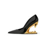 Women's New Pointed Shallow Mouth Metal Fabric Tiger Teeth Slope Heel Shoes Large 43