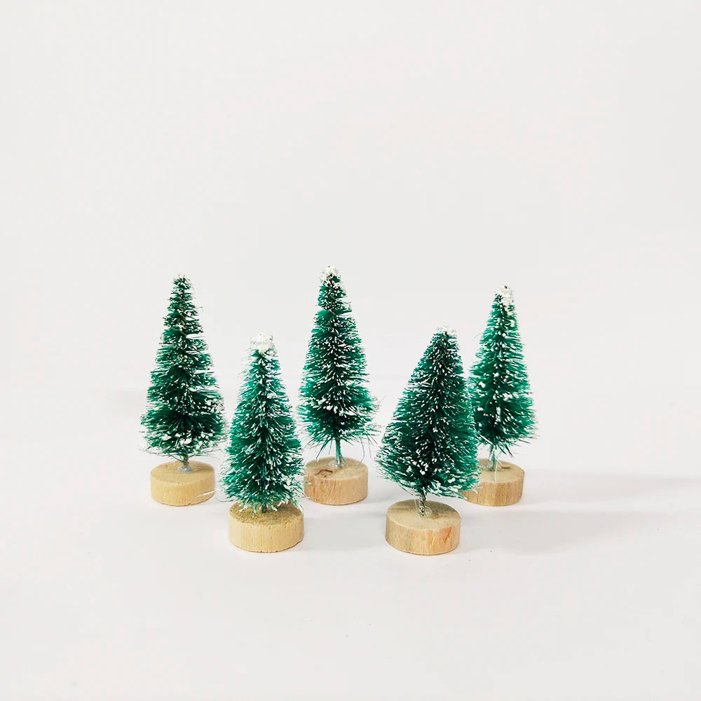 5/8pcs Mini Christmas Trees Small Artificial Christmas Tree Ornament Cedar Pine Sisal Tabletop Merry Christmas Party Decoration