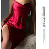 Summer New Chemise Nightgown Sexy Backless Spaghetti Strap Nightdress Sleepwear Women Loose Satin Home Wear Intimate Lingerie