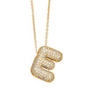 FLOLA Chunky Clear Crystal Initial Necklaces For Women Bubble Letter Necklace Custom Name Jewelry Birthday Gifts nkeb798