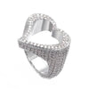 New Full Iced Out Bling Hollow Heart Ring Gold Silver Color 5A CZ Micro Pave Cubic Zircon Rings Hip Hop Punk Men Women Jewelry