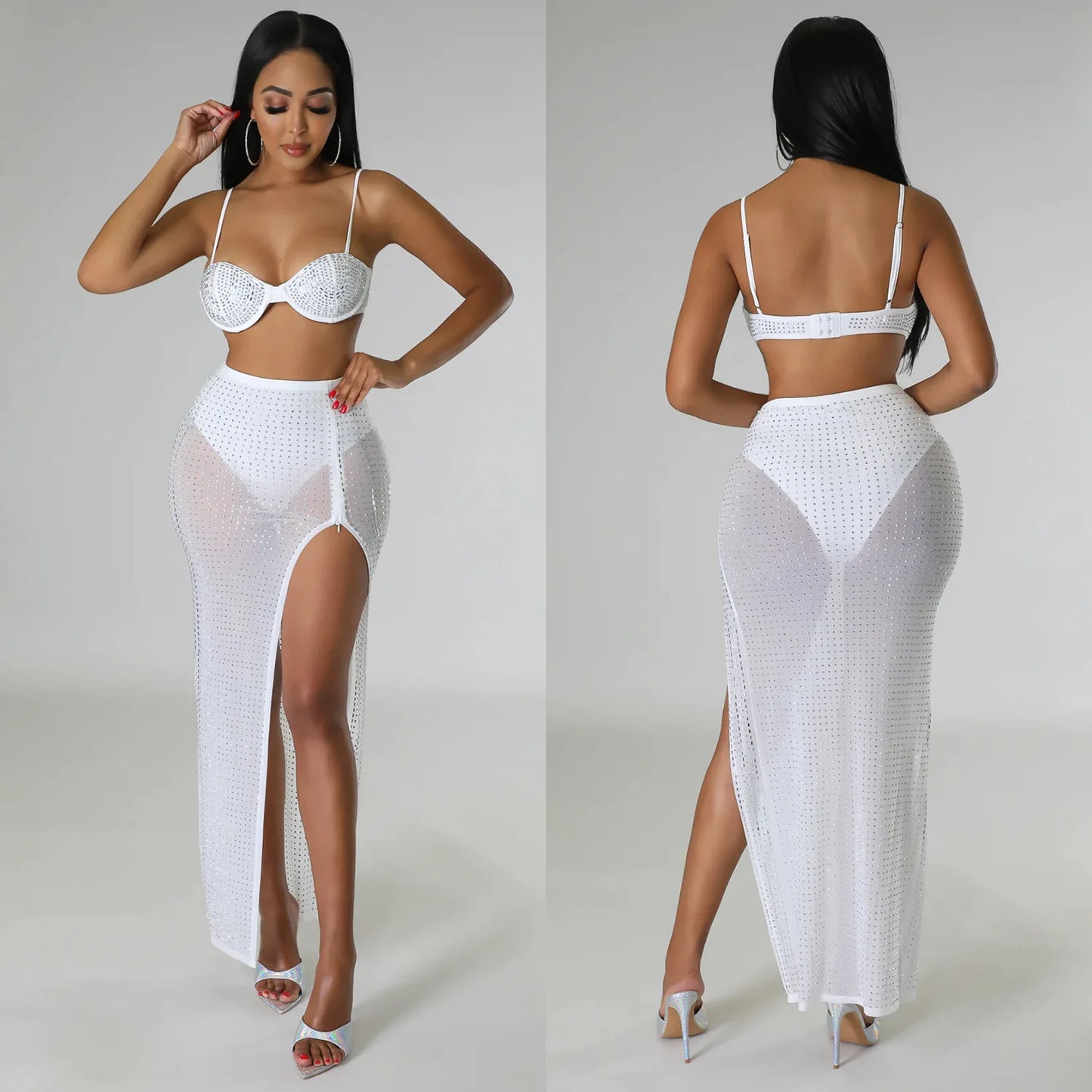High Waist 2 Piece Bikini Set With Cover Up 2022 Swimsuit Women Print Sleeveless Bathing Suit Beachwear Swimming Biquini New