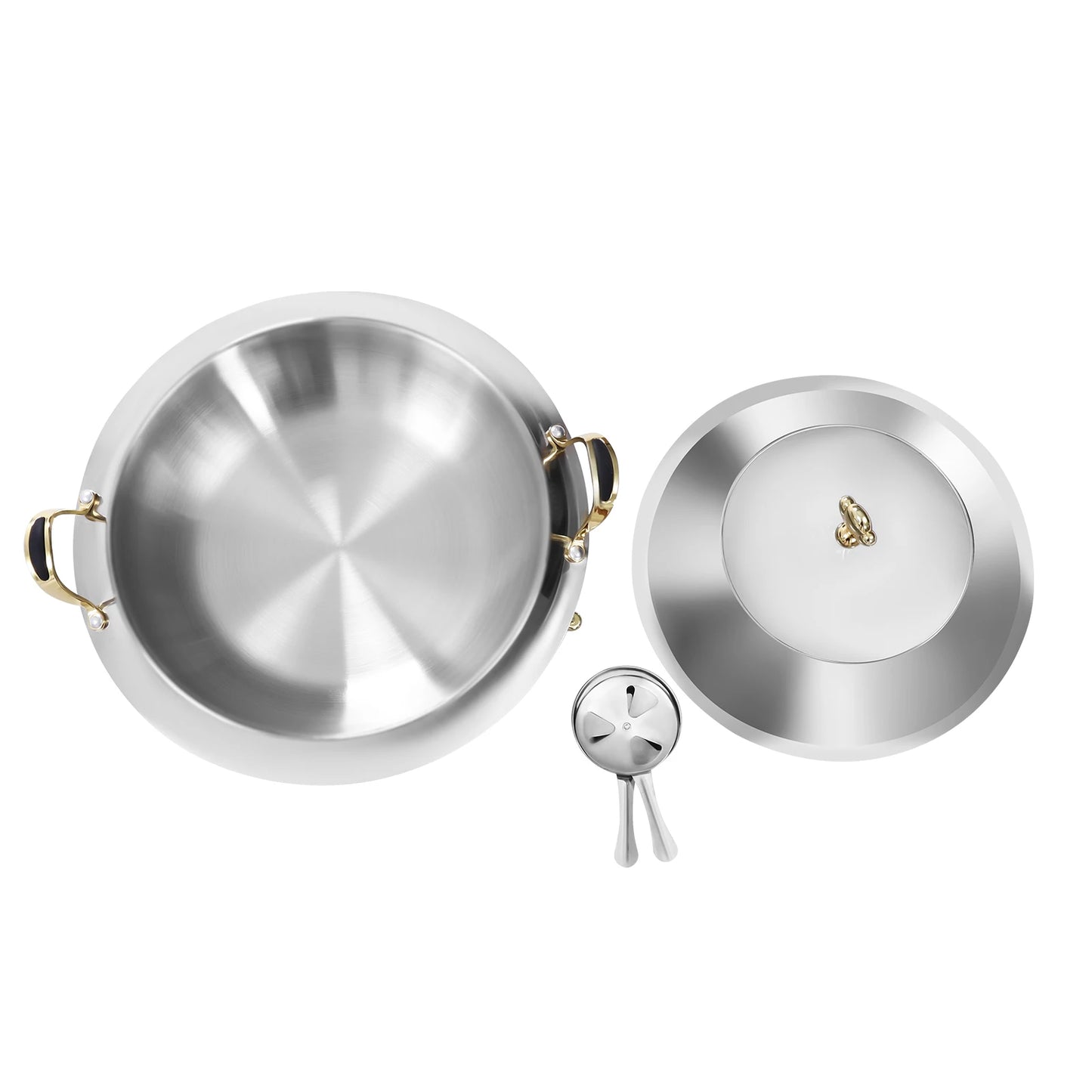 Dish Stainless Steel Cooking Round Buffet Warmer Tray Durable Frame with Lid Fuel Holder Cookware Set