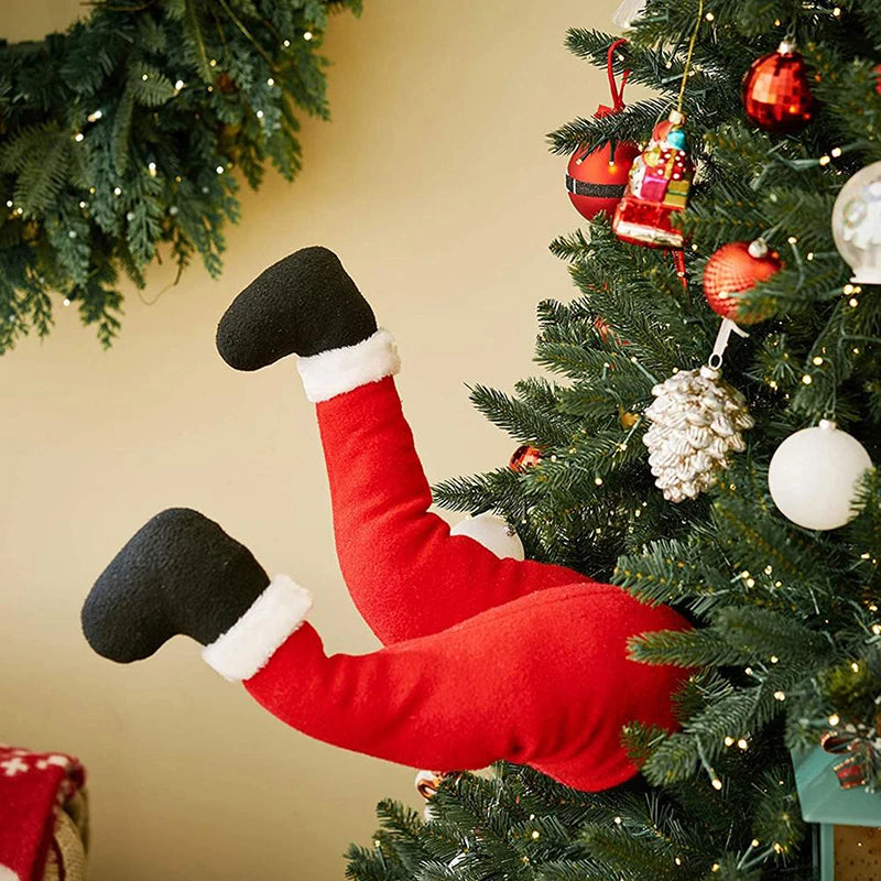 Christmas Tree Decoration Plush Santa Claus Leg Door Decor Santa Claus Elf Leg Christmas Ornament For Xmas Party Hanging Pendant