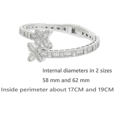 New Iced Out Bling Opened Butterfly Charm Bracelet Silver Color Zircon Insects Bangle For Men Women Hip Hop Luxury Jewelry