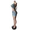 Sexy Jean Women Short Sets Straps Denim Crop Top and Cut Out Shorts Set 2025 Summer Clothes Streetwear Two 2 Piece Club Outfits