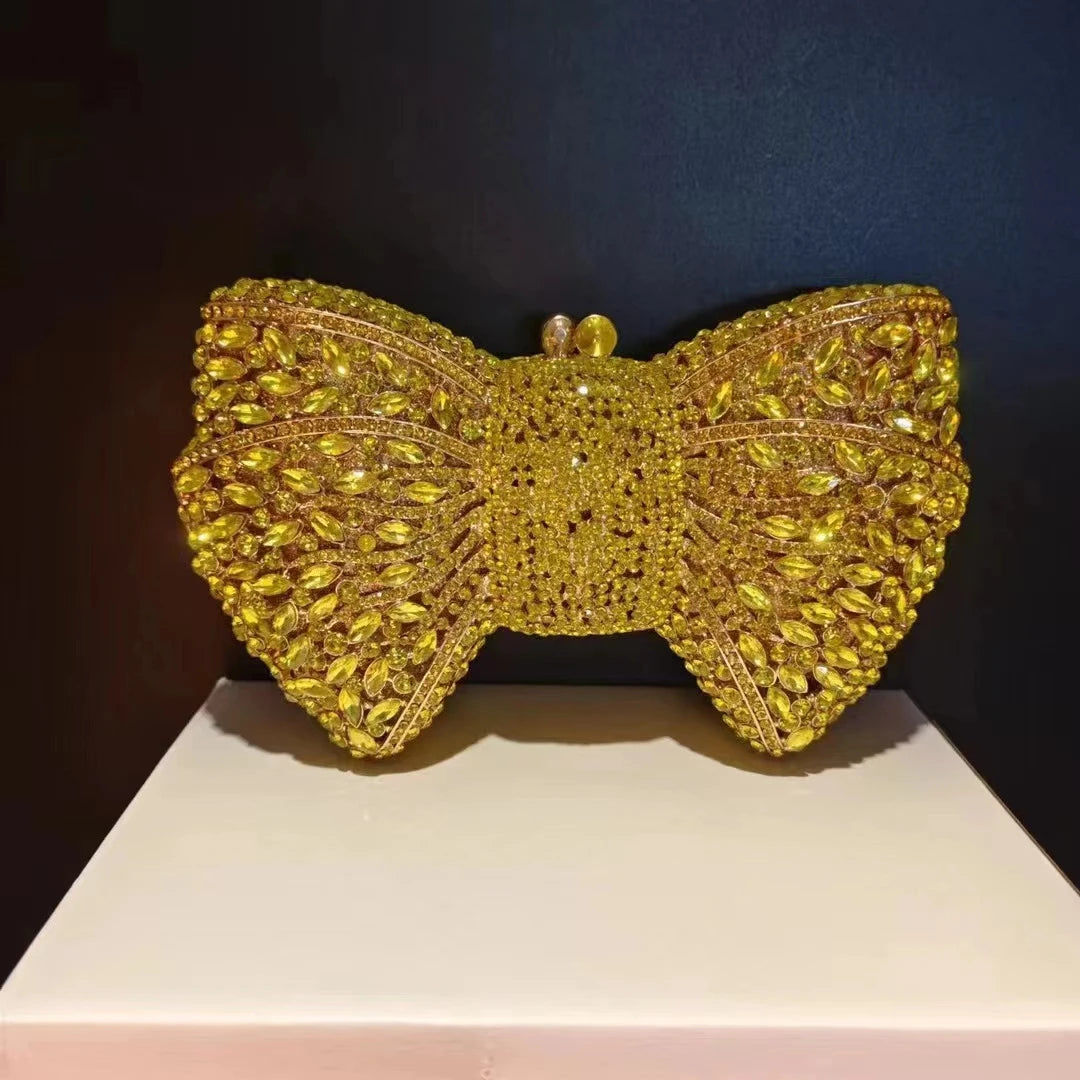 Newest Rhinestone Green/Black Clutch Purse Bow Luxury Diamond Women Red Evening Clutches Bags Wedding Bridal Bag Stones Handbags