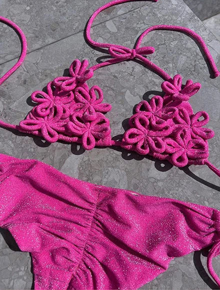 2025 New Sexy Burgundy Bikini Set with Gold Detail- Bandeau Top with High-Cut Bottoms, Perfect for Summer Beach and Pool Parties