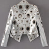 Lautaro Runway Cut Out Short Faux Leather Jacket Golden Rivet Cool Stylish Designer Clothes Women European American Fashion 2022