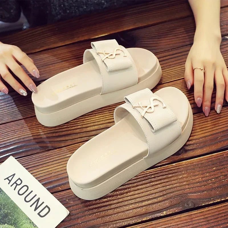 Slippers Summer Shoes Women Platform Design Slides Fashion Letters Ladies Shoes Casual Slipper Indoor Non-slip Slippers Sandals