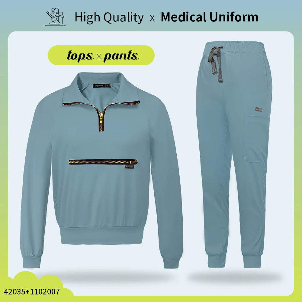 Hospital Medical Uniforms Nurse Suit Women Solid Color Dentistry Operating Room Scrub Set Two-piece Pet Grooming Doctor Workwear