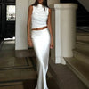 Wolfeel Casual Satin Women'S Skirt Spring Summer Fashion Loose High Waist Maxi Skirts Elegant Simple Slik Fishtail Skirt