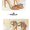 Summer Women Roman High Heels Rivets Studded Sandals Stiletto Gladiator Pumps Open Toe Luxury Shoes Hollow One-word Buckle 267-2