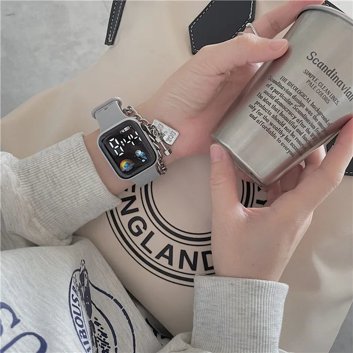 Technological LED Astro Watch for Women and Men Students Ins High Beauty Watches with Simple Fashion and Waterproof Electronics