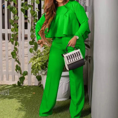 Two Piece Set Women Tracksuit Set Dashiki African Spring Summer Work Elegant Long Sleeve Top Pants Set Party Suit Matching Sets