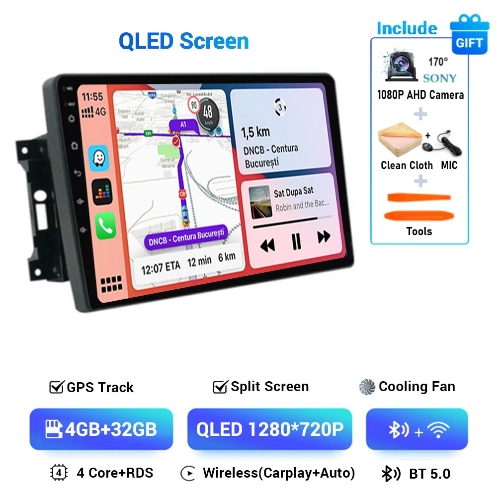 Android 14 Car Radio Multimedia Player For Jeep Compass Grand Cherokee Wrangler Chrysler Sebring Town Country Dodge Charger QLED