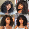 Jerry Curly Short Pixie Bob Cut Human Hair Wigs With Bangs For Women Wear To Go Peruvian Highlight Honey Water Wave Wigs