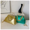 2024 Luxury Women Gold Green Chain Messenger Bags PU Leather Shoulder Bags Shell Clip Designer Handbag And Purse Wedding Clutch