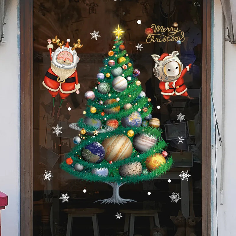 Santa Snowman Christmas Window Stickers Wall Decals New Year 2025 Christmas Home Decor Merry Christmas Xmas Decorations Gifts