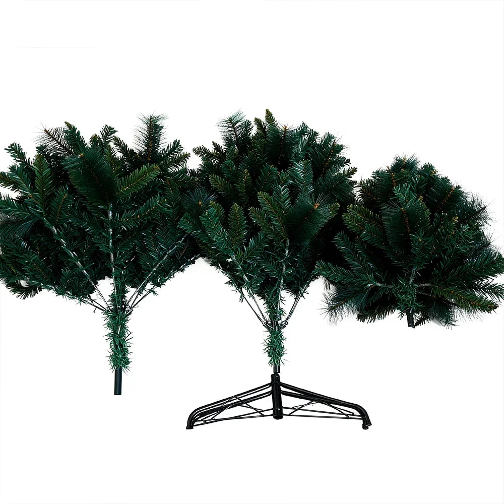 180/210/240cm Pop Up Pre-Lit Christmas Tree,Artificial Pine Needle & PVC Mixed Tree with Iron Base,Easy Setup Holiday Decoration