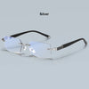 Men Blue Light Blocking Reading Glasses Women Dimond Cutting Rimless Eyeglasses Frame Anti Fatigue Hyperopia Presbyopic Eyewear
