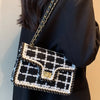 Black & White Plaid Casual Shoulder Bag Crossbody Handbag Women's Shoulder Bags Handbags With Top Handle Fashion Square Bag