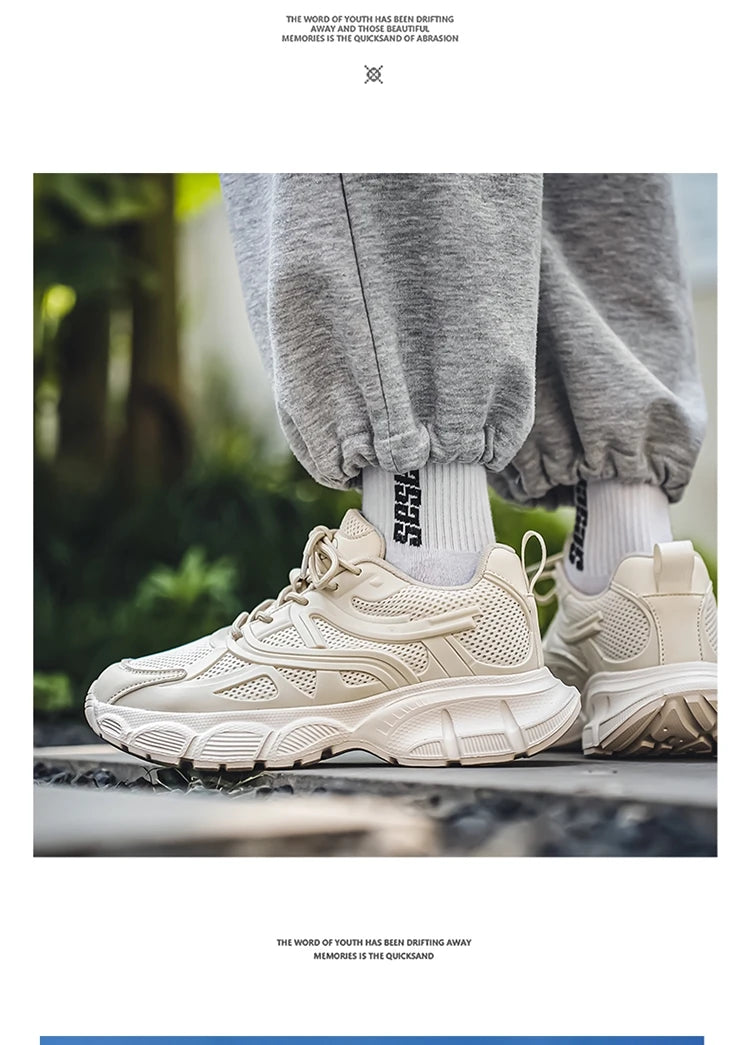 Autumn Men's New Breathable Sports Shoes Fashion Thick Sole Casual Shoes Comfortable and Versatile Trendy Running Shoes Spring