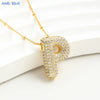 SUNSLL Cubic Zircon A-Z 26 Bubble Letter Necklace 2 Sizes Gold Plated M Chunky Balloon Initials Pendant Women Chain Jewelry 2024