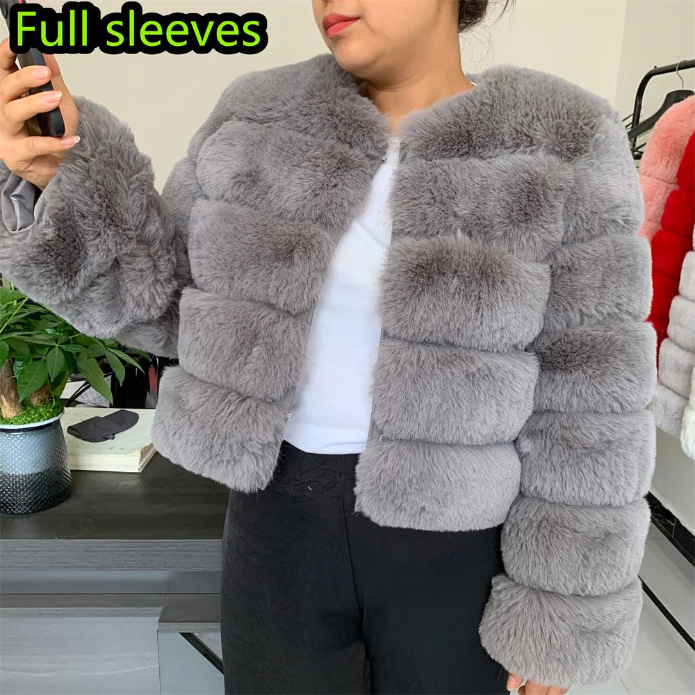 Damenmode Kunstpelzmantel superheiß Herbst Winter Damen kurze Kunstfuchsjacke flauschig hohe Qualität 7XL Damen Pelzmäntel