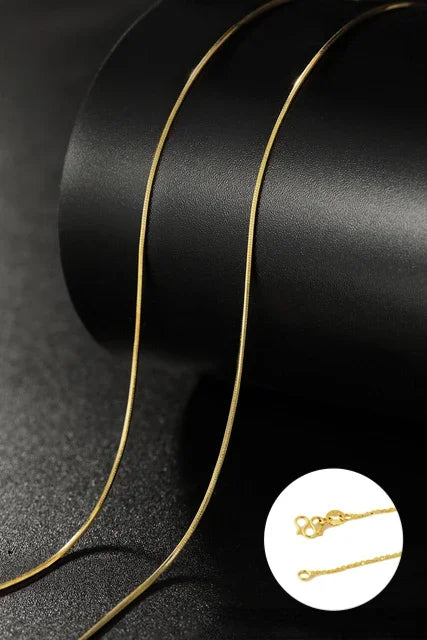 14k Orginal Gold Color Necklace Chain for Women Box Chain Snake Bone/starry/Cross Chain 18 Inches Necklace Fine Jewelry Gifts