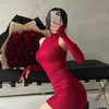 Summer Sexy High Neck Tight Dress Oversleeve Pleated Bottom Wrapped Hip Dress Women Bodycon