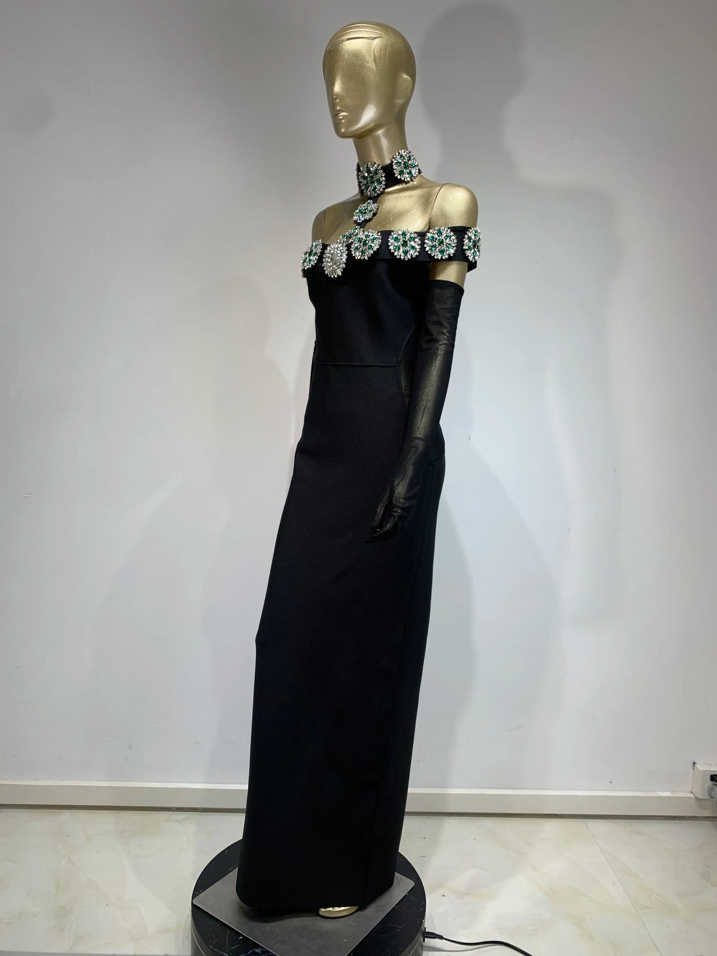 Summer Bandage Dress 2024 Women Celebrity Sexy Diamonds Crystal Black Maxi Long Bodycon Elegant Evening Club Party Dress
