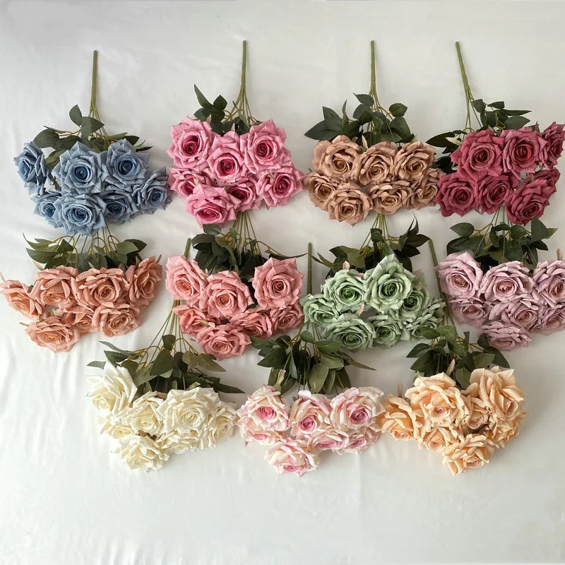 41CM 7 Forks Silk Screen Diamond Rose Artificial Flower Wedding  Living Room Decoration Road Guide Bouquet, Artificial Flower