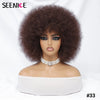 Short Afro Wigs for Black Women Blonde 10" Afro Curly Wig With Bangs 70s Bouncy Natural Synthetic Female Wigs for Party Cosplay