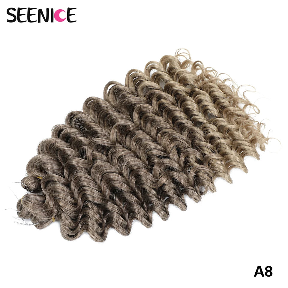 Deep Wavy Twist Synthetic Crochet Hair Afro Curly Hair African Crochet Braids Ombre Blonde Braiding Hair Extensions For Women