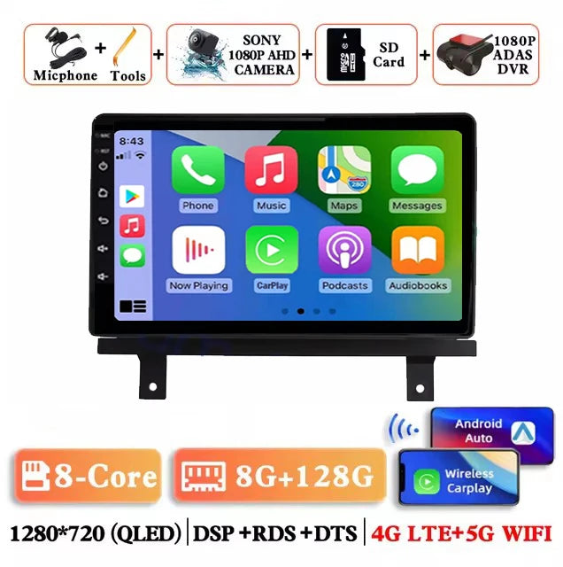 Android 14 Wireless Carplay Auto Car Radio For BAIC Beiqi Beijing X3 X5 2019 2020 2021 Multimedia Player GPS Navigation 4G+WIFI