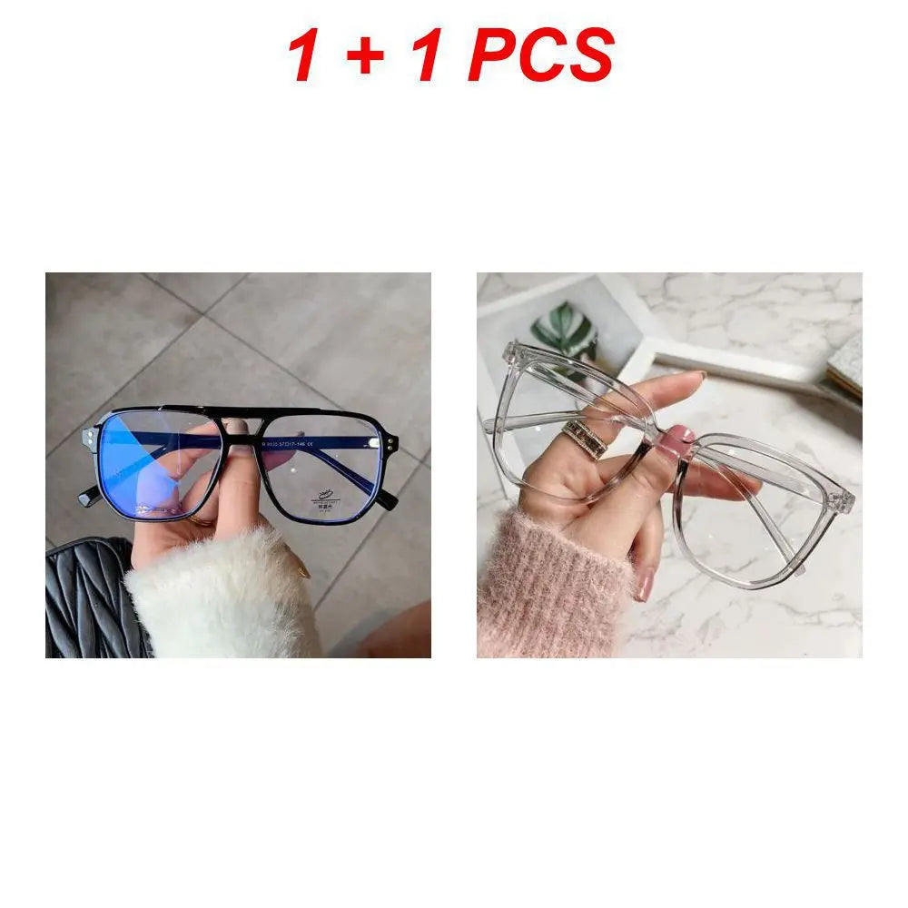 Retro Fashion Anti-blue Light Glasses Men Women Transparent Computer Glasses Frame Eyeglass Frame Flat Glasses Square Eyeglasse