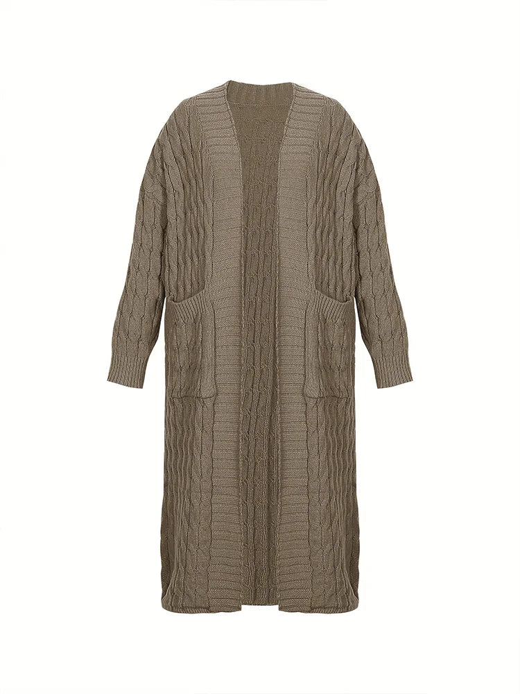 Plus Size Fall and Winter New 2023 Women's Solid Color Cardigan, Casual Knit Cardigan with Pockets Commuter Style Sweater XL-5XL