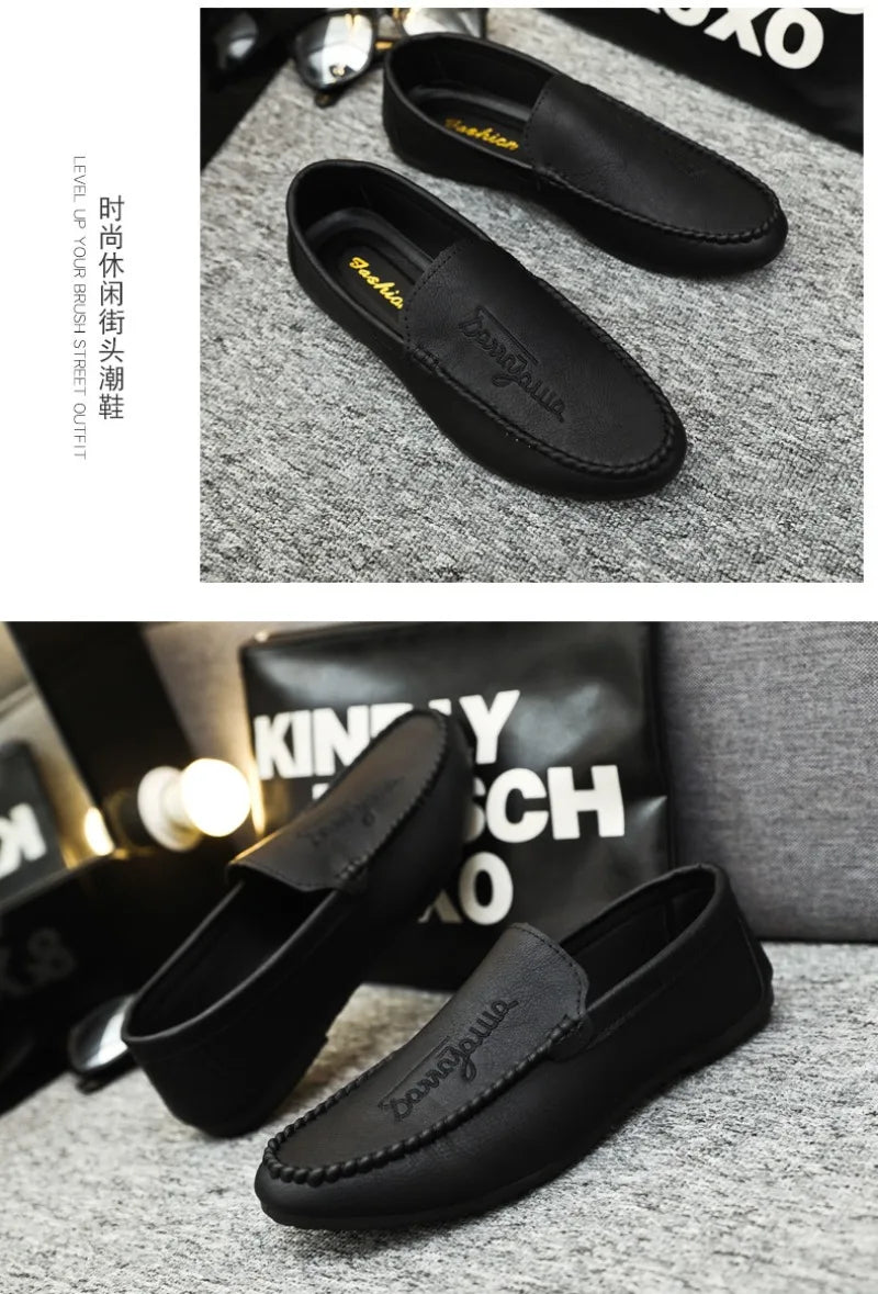 Men Casual Shoes 2024New Men's Loafers Comfortable Flat Casual Shoes Men Breathable Moccasins Slip-On Soft Leather Driving Shoes