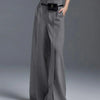 Yeezzi Urban Female Suit Pants 2025 New Fashion Black White Color Loose Straight Pant High-Waisted Pleated Split-Front Trousers