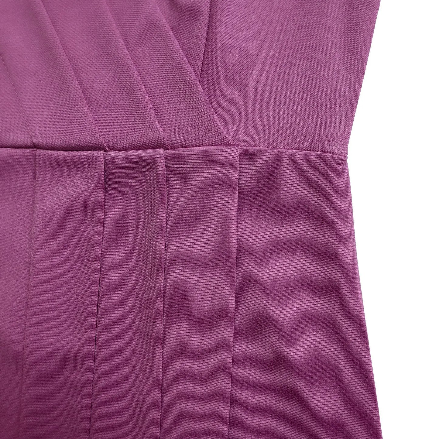 2024 summer new short sleeve V-neck waist solid color Tunle pencil skirt dress